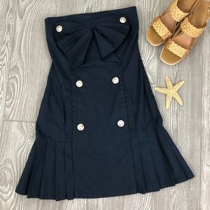 NWT Anthropologie Navy Strapless Pleated Dress